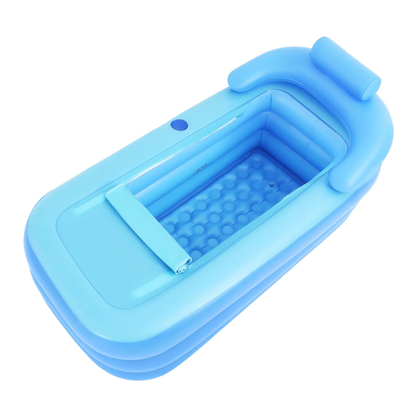 Cadă gonflabilă pliabilă - PVC - Capac cu fermoar și saltea cu bule - 160x84x64cm - Albastru