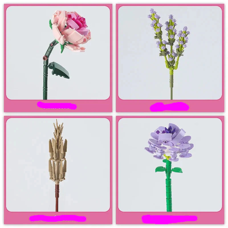 Kit de blocs de construction Mini Rose Lavande de Sara – Décoration intérieure créative et idée cadeau