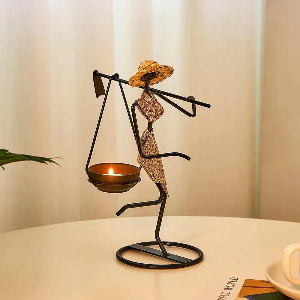 Eloria | Castiçal de Ferro em Forma de Mulher para Decoração Romântica e Luxuosa | Orntli