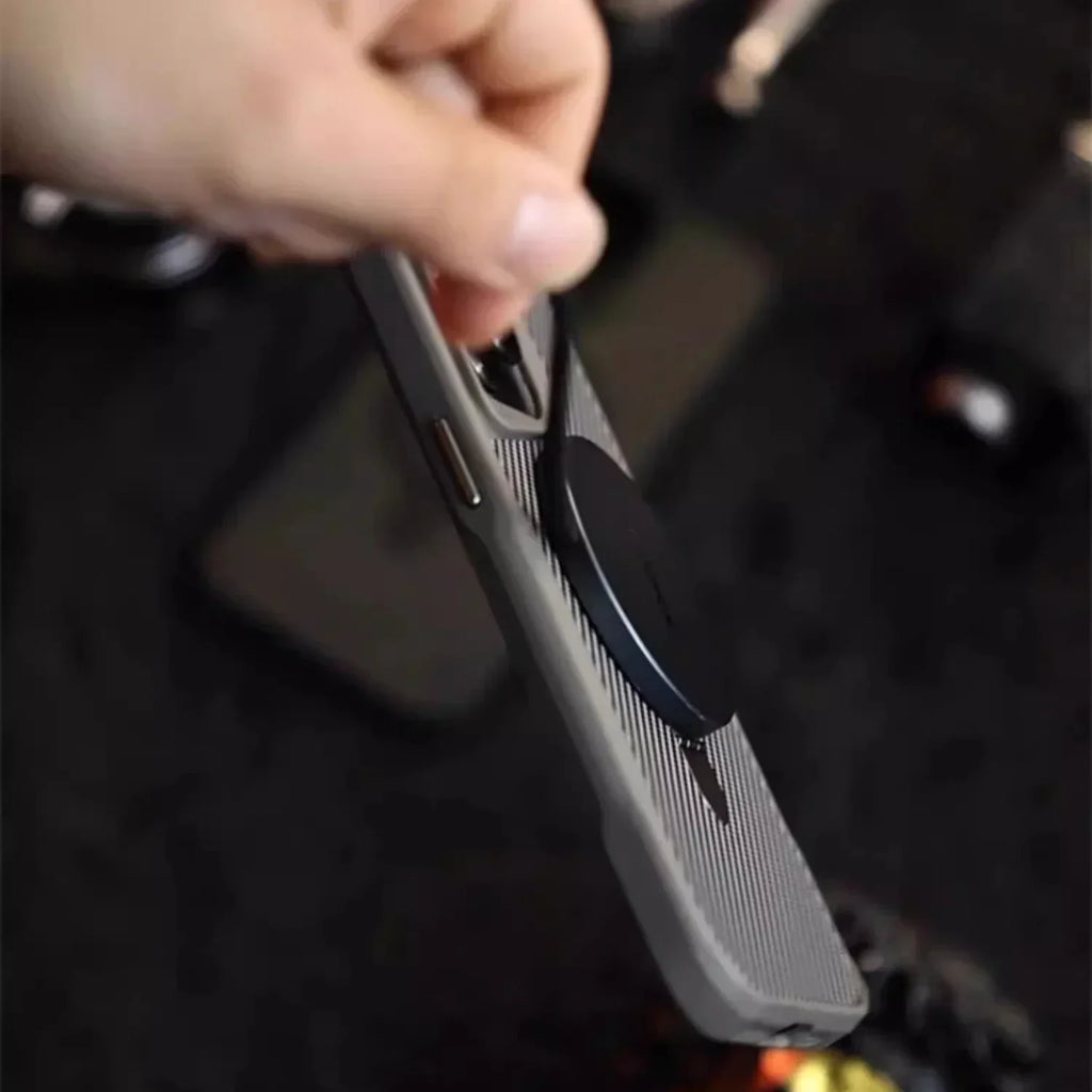 Carbon Fiber Magnetic Phone Case with Metal Stand