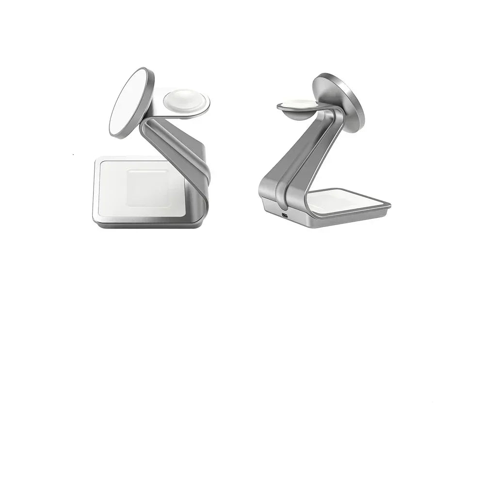 AuroraCharge | شاحن لاسلكي مغناطيسي 3 في 1 بقوة 30 واط لـ iPhone وApple Watch وAirPods | Orntli