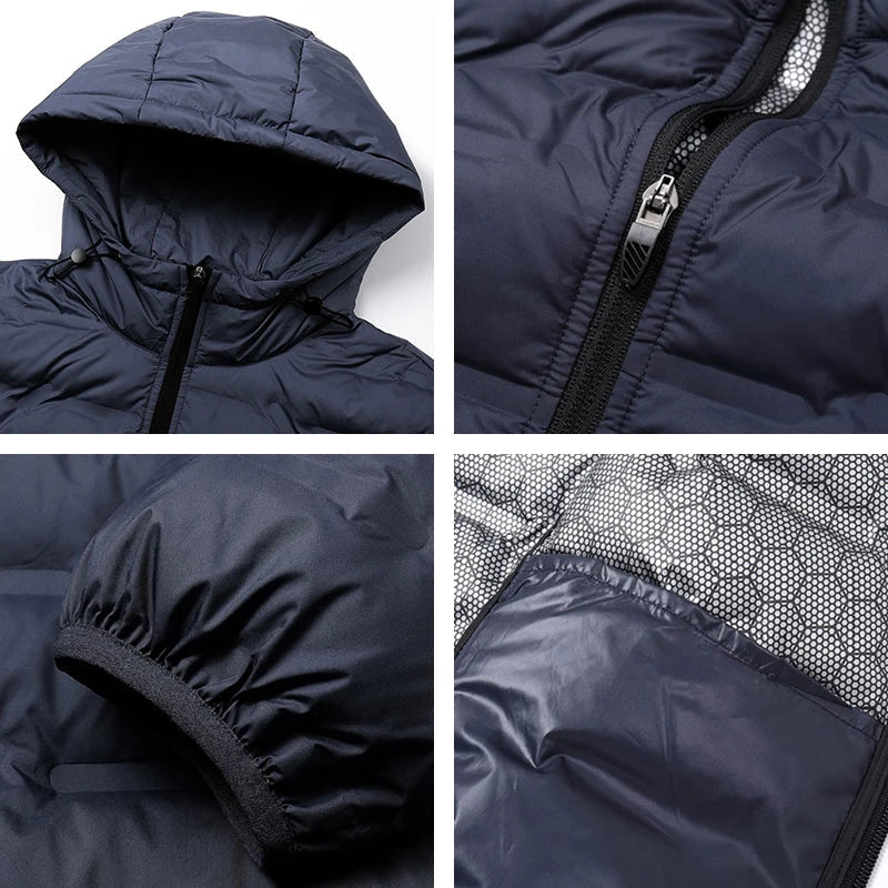 Brigden Men's White Duck Down Puffer Jacket Hooded Winter Parka Windproof Waterproof