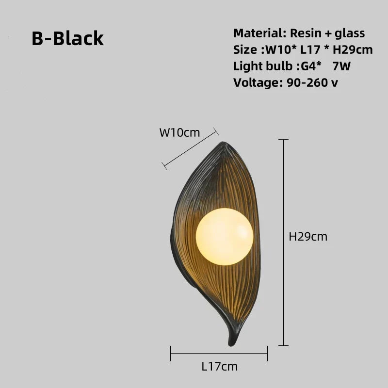 FeuilleDorée - Złota Lampa Ścienna z Listkami LED
