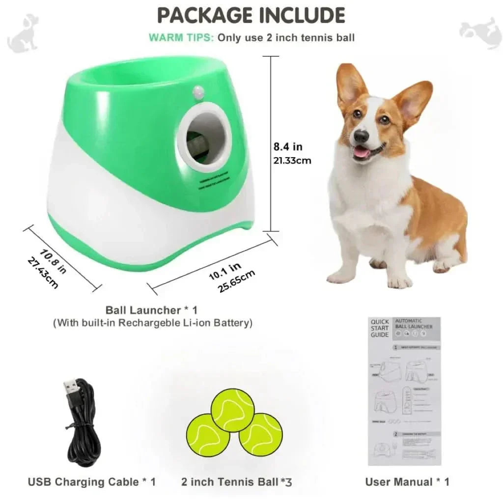 PawPulse automatischer Ballwerfer für Hunde – wiederaufladbares USB-Spielzeug mit einstellbarer Wurfweite