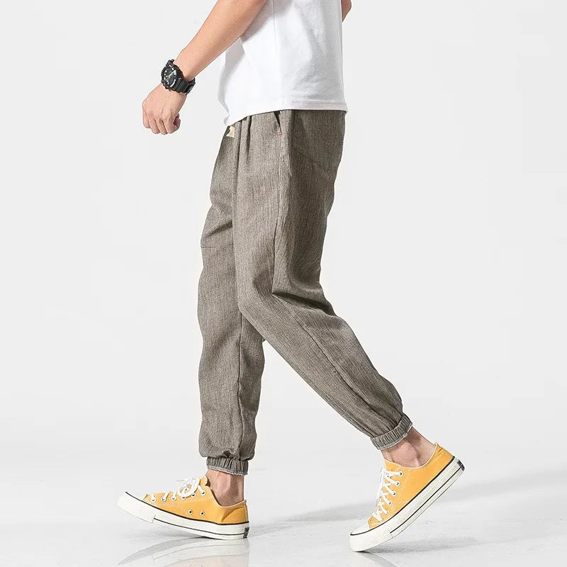 Pantaloni Harem Uomo in Cotone e Lino