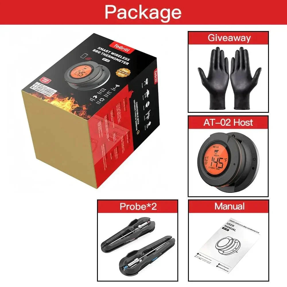 Termometro per carne wireless AeroTemp Pro per barbecue con Bluetooth in tempo reale e quattro sonde