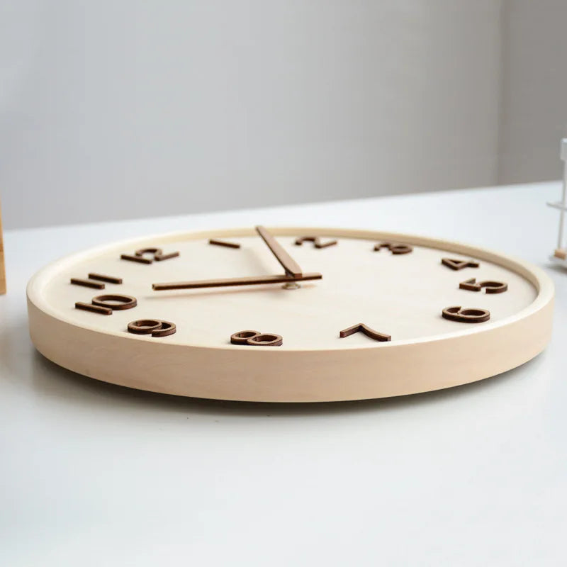 Kirenori Oak Wall Clock With Japanese Retro Dial Design