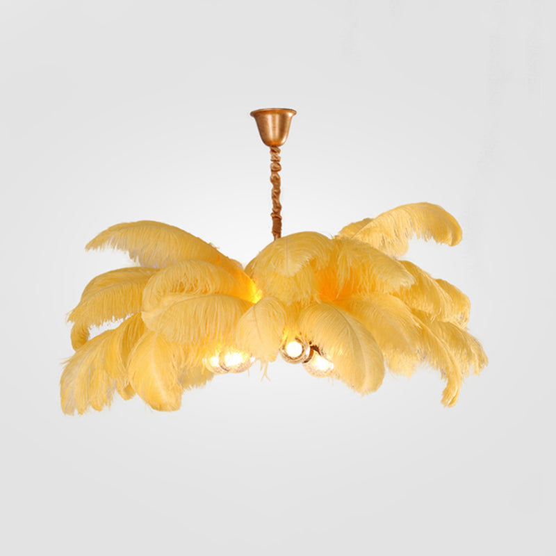 O'Moore nordisk pendellampa, exklusiv design i mässing och fjädrar