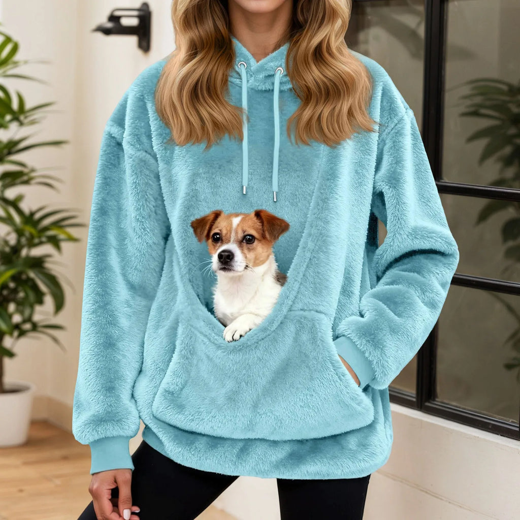 Fleece Hoodie with Front Pet Carrier Pocket