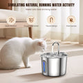 Cat Water Fountain - 304 Stainless Steel - 2.2L - Triple Filter - Quiet 5V Pump