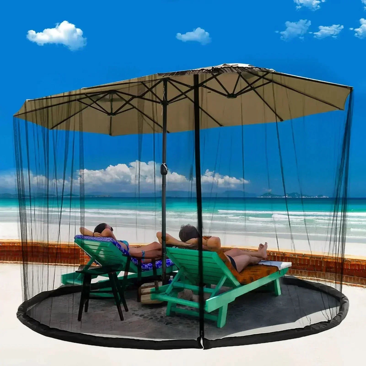 AeroShade Moskitonetz für Sonnenschirme bis zu 4 Metern mit Reißverschluss
