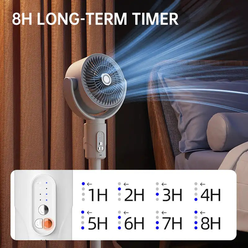 Ventilateur oscillant rechargeable pour circulation d'air avec télécommande et minuterie
