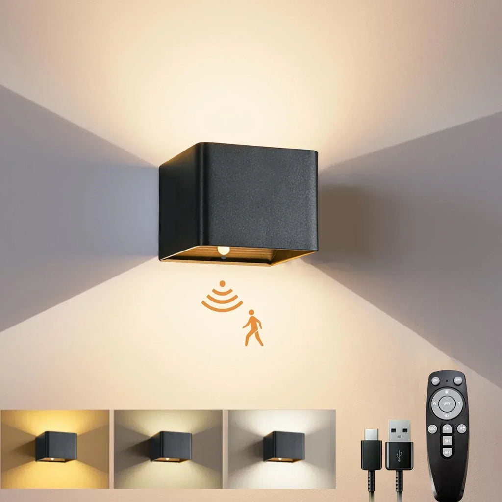 NovaGlow Lámpara de pared LED inalámbrica inteligente con sensor de movimiento y batería de 4000mAh para pasillos