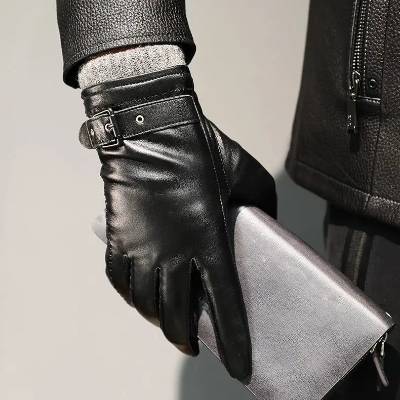 Läder Cashmere Manschett Handskar