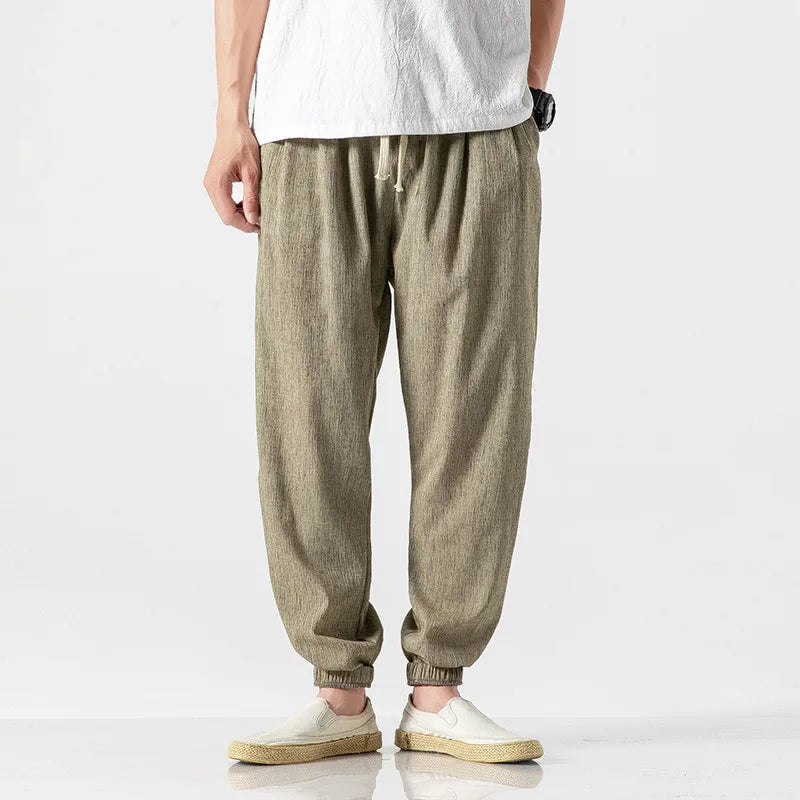 Pantaloni Harem Uomo in Cotone e Lino