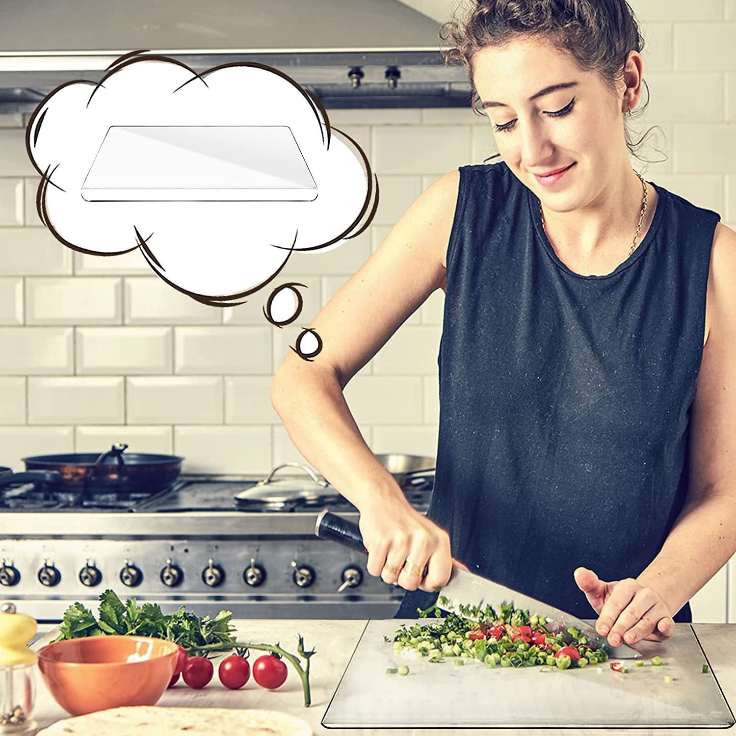 Průhledná protiskluzová krájecí deska s okrajem pro ochranu pracovní plochy doma i v restauraci