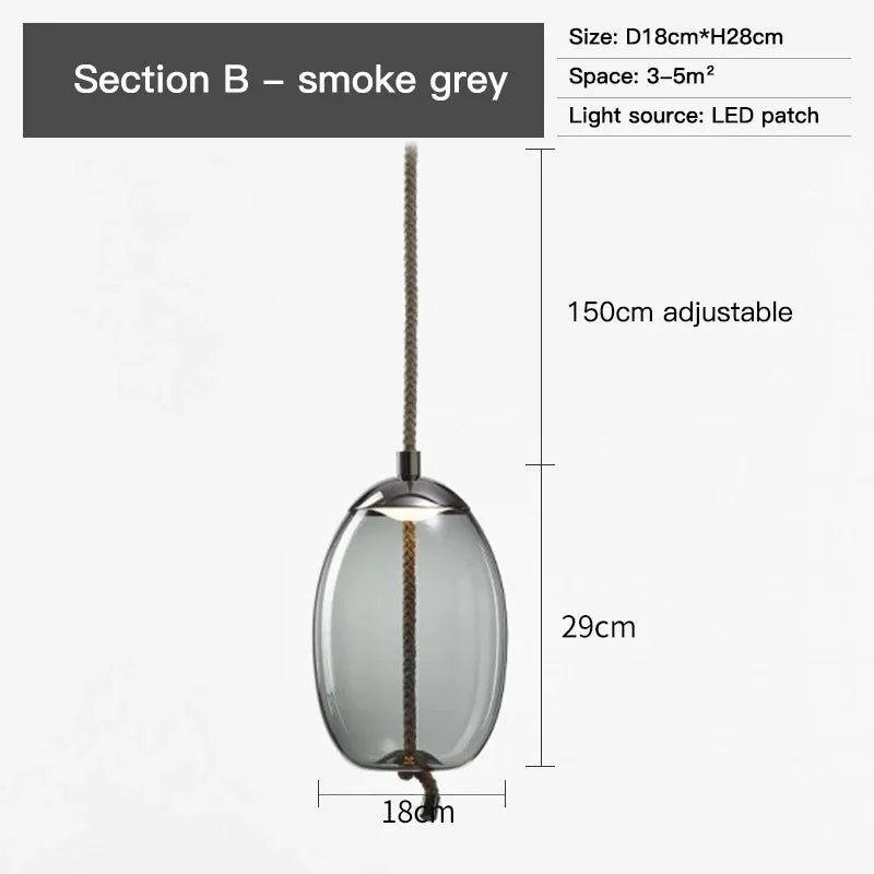 Lampu Gantung Reka Bentuk Kaca Seni