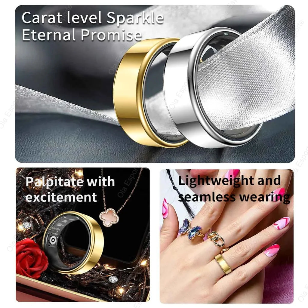 Cincin Pintar - Penjejakan Kadar Denyut Jantung & SpO2 - Pemantau Tidur - Resin - Saiz 9-14 - 3 Warna