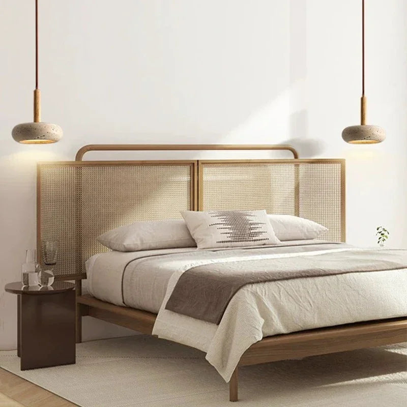 Taklampe i travertinstein med LED for stue og soverom