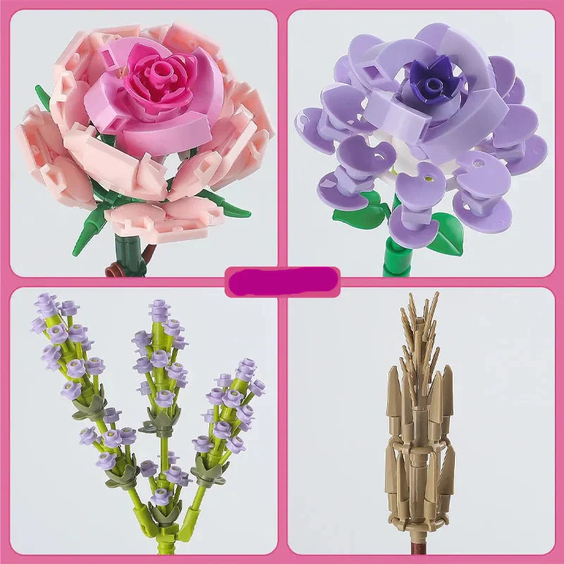 Kit de blocs de construction Mini Rose Lavande de Sara – Décoration intérieure créative et idée cadeau
