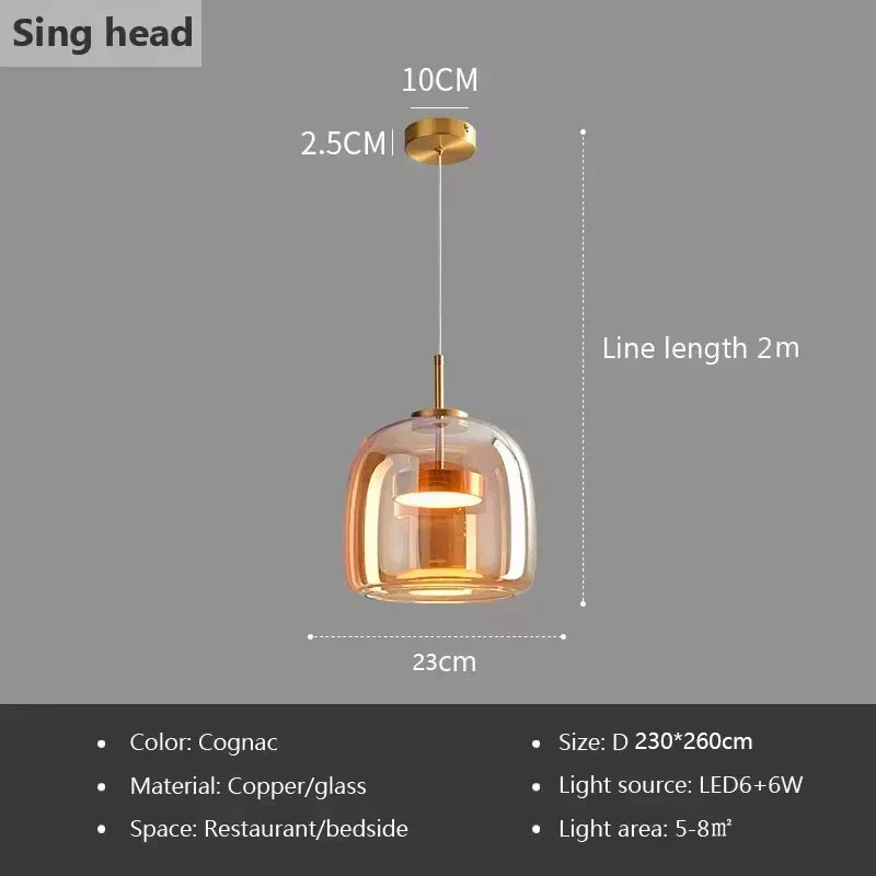 Lustre de Vidro Nova com Luz LED Suspenso Luxo Moderno