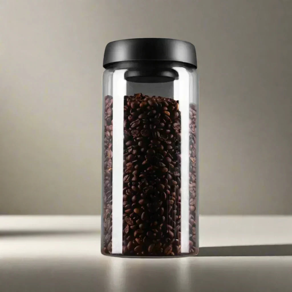Frischhaltender Vakuumversiegelter Glasbehälter – Luftdichter Vorratsbehälter für Kaffeebohnen, Getreide und Süßigkeiten