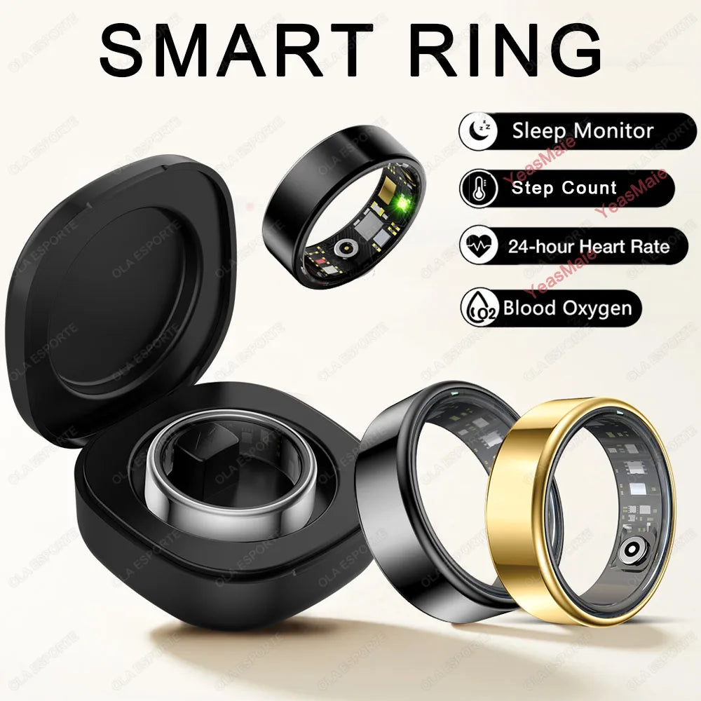 Cincin Pintar - Penjejakan Kadar Denyut Jantung & SpO2 - Pemantau Tidur - Resin - Saiz 9-14 - 3 Warna