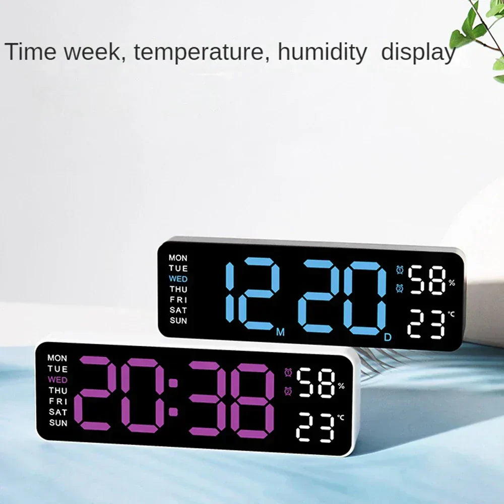 Orologio da Parete LED Moderno: Ora, Temperatura e Umidità