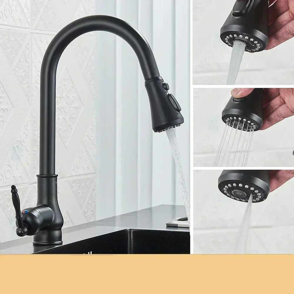 HeritageTap Antique Brass Kitchen Tap Retro Style Mixer With Swivel Spout