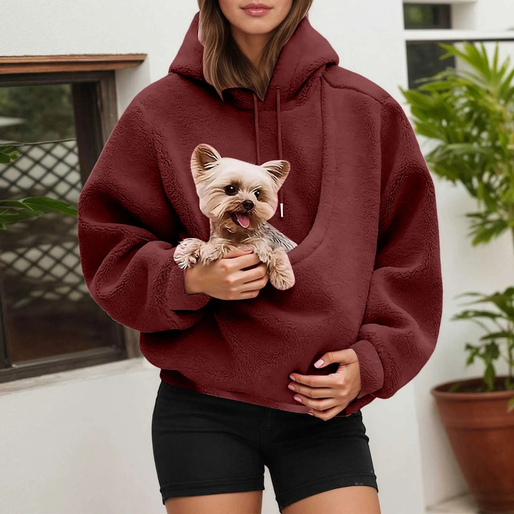 Katzenliebhaber-Hoodie mit Design und Haustiertasche