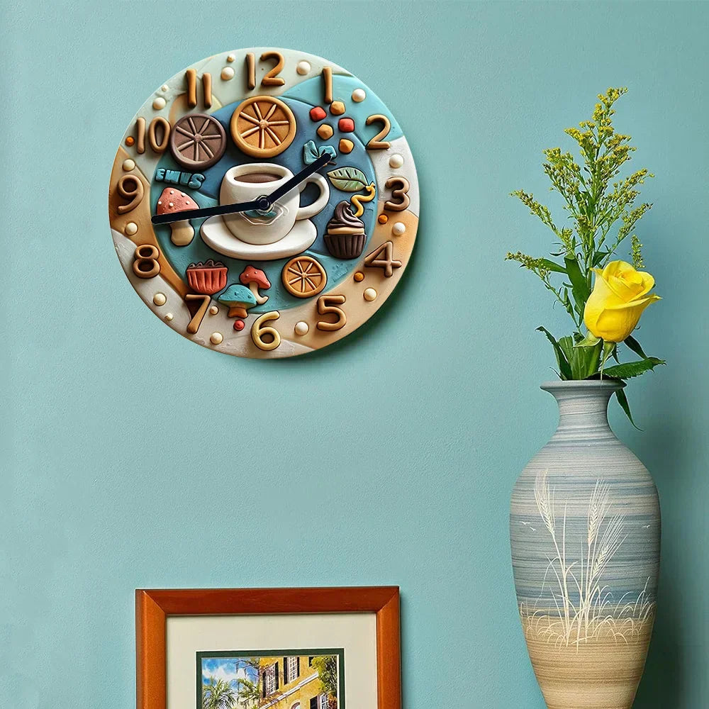 Reloj de Café Silencioso Decoración DIY