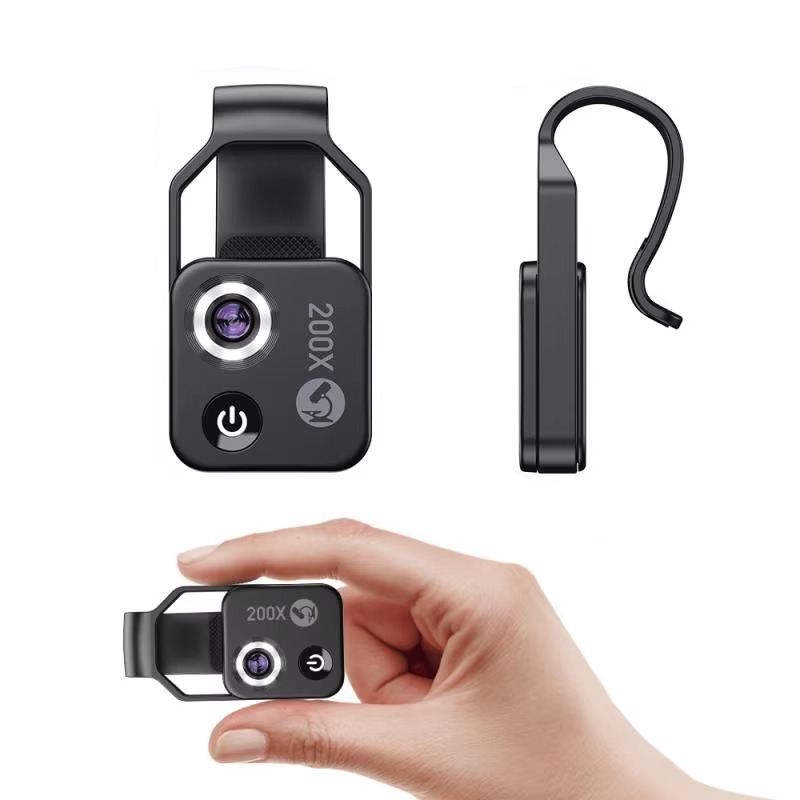 Lensa Mikroskop Telefon Pintar LumaScope 200X Dengan Klip