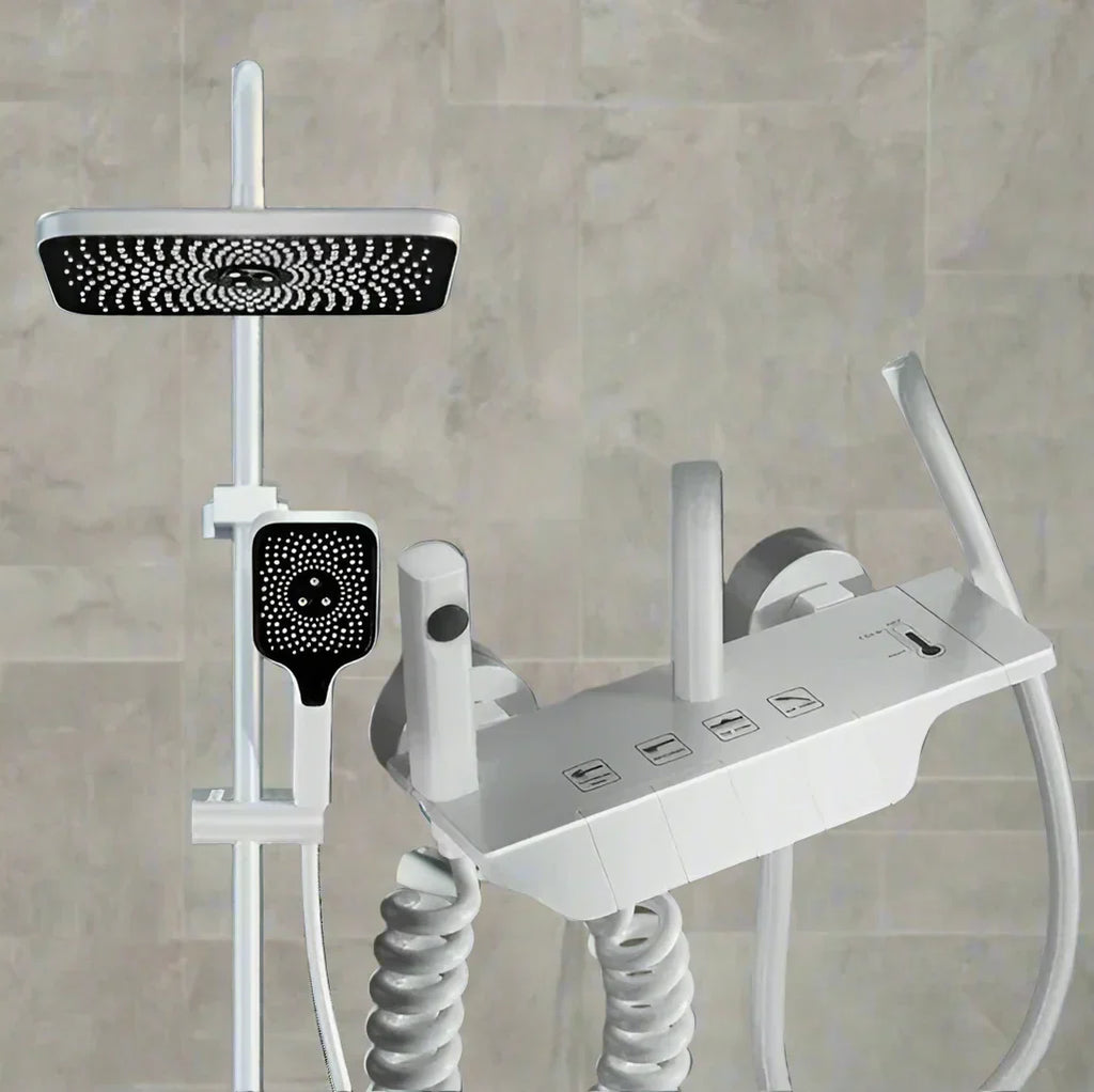 AquaSense Digitalni Tuš Set – 4 Funkcije, Visoki Pritisak, Mjedeni Mikser, Termostatska Kontrola