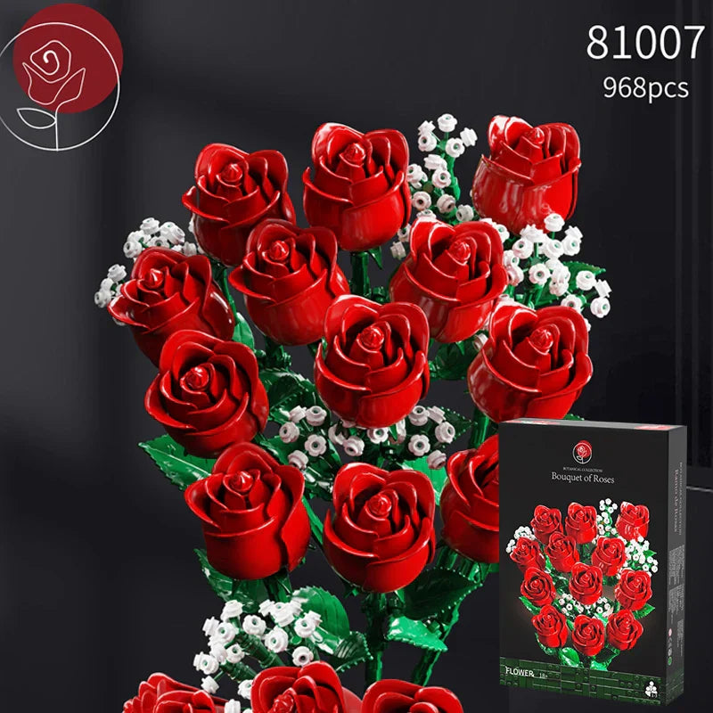Romantisches Rosenstrauß-Bauset – Kreative Schreibtischdekoration