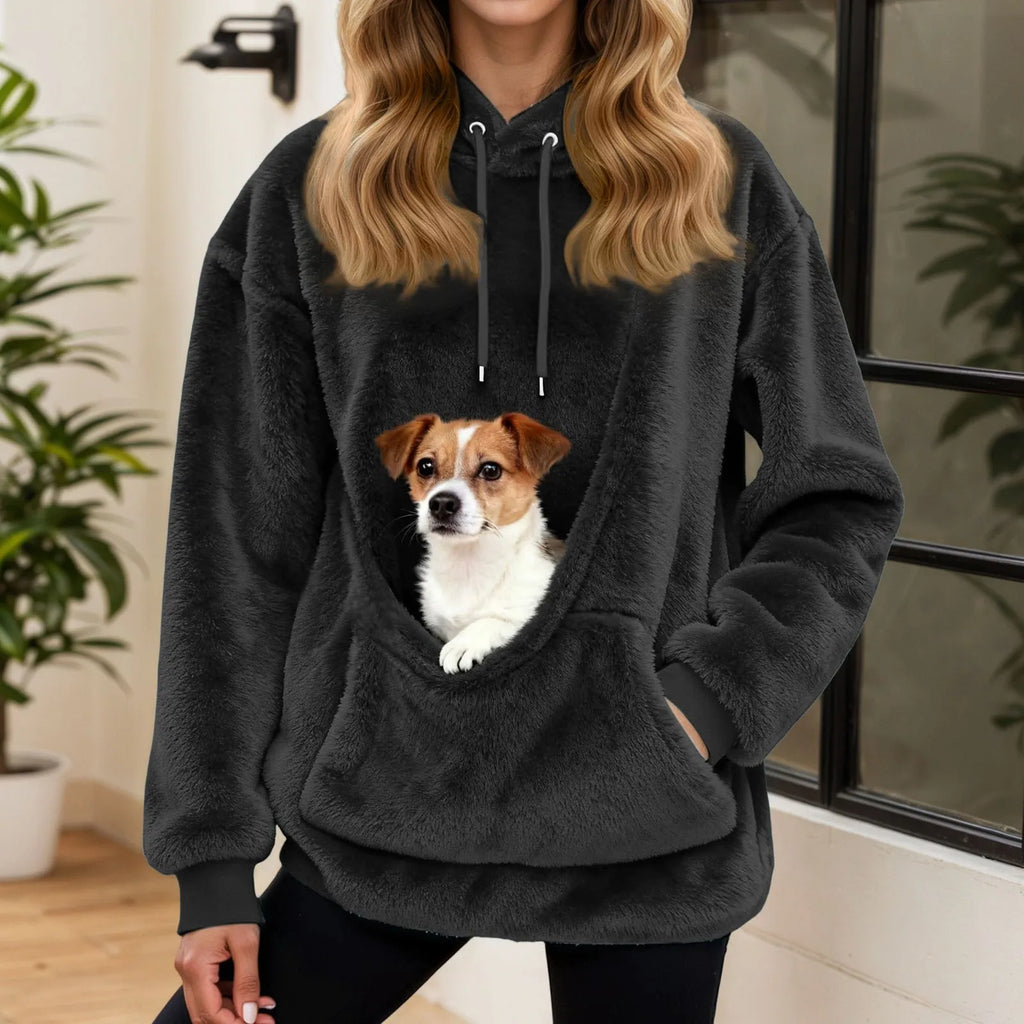 Fleece Hoodie with Front Pet Carrier Pocket