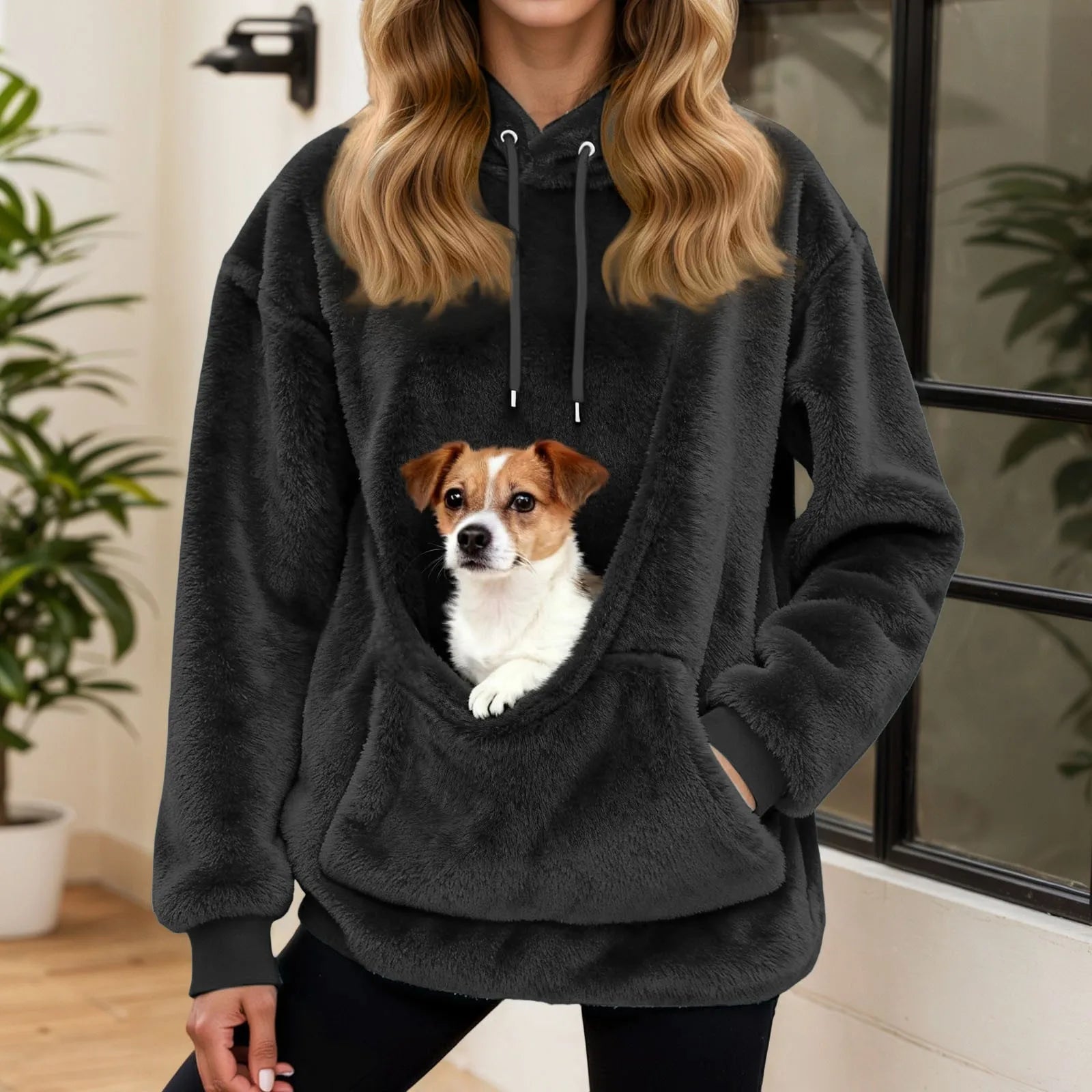 Fleece Hoodie with Front Pet Carrier Pocket