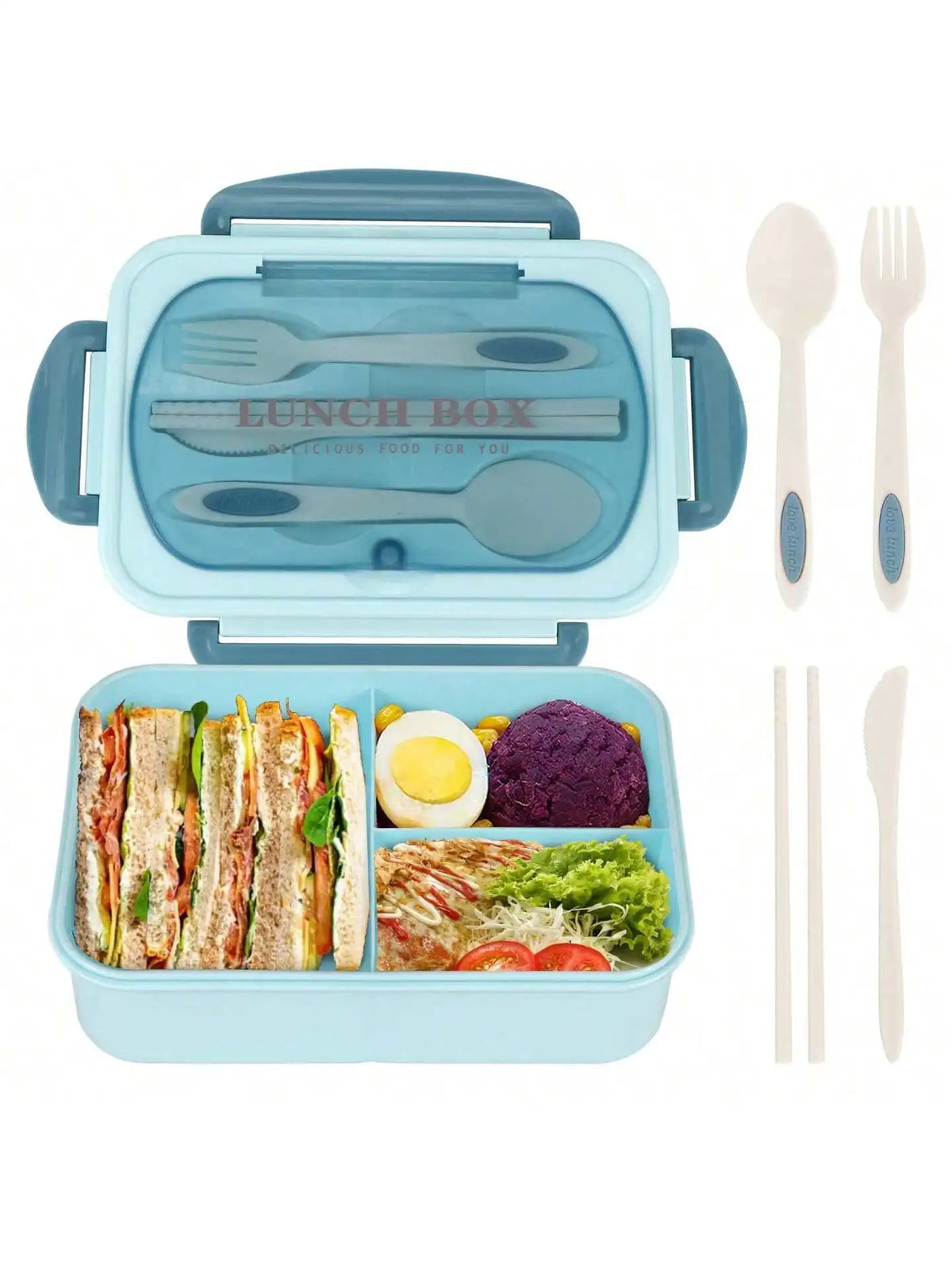 Portapranzo Bento da 1200 ml — 4 scomparti, a tenuta stagna, posate