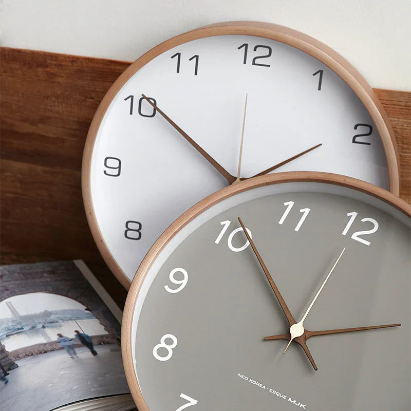 TimberGlow – Reloj de pared de lujo hecho de madera y vidrio con diseño minimalista para un aspecto atemporal