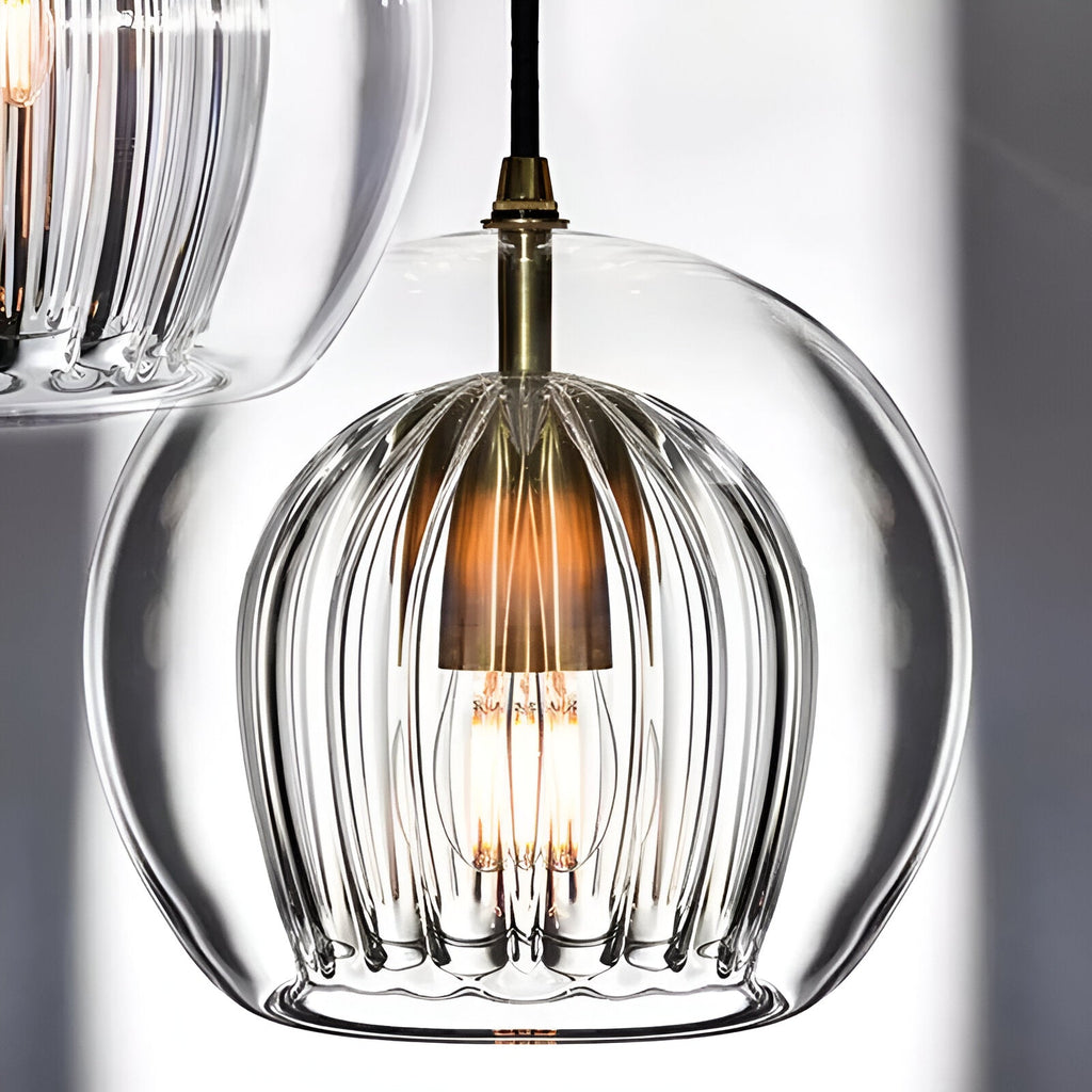 Lampada a sospensione a globo in vetro - Vetro scanalato e distribuzione uniforme della luce