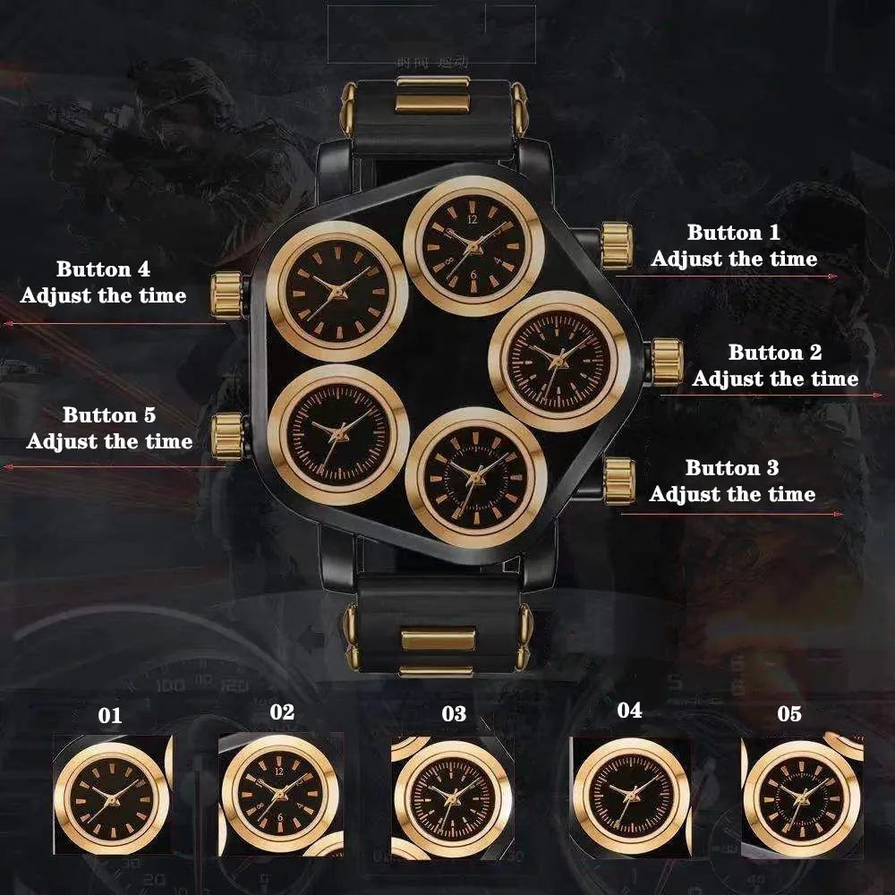 Jam Tangan Kuarsa Multi-Zon Punk: Gaya Berani & Penjagaan Masa Global