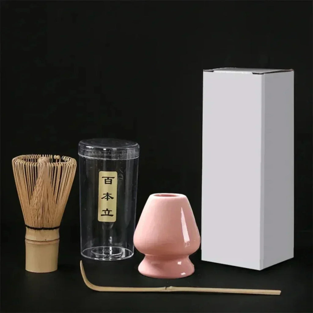 Ensemble d'outils pour cérémonie du thé japonaise – Fouet à matcha élégant, pinceau pour mélanger et support avec 3 cuillères à thé