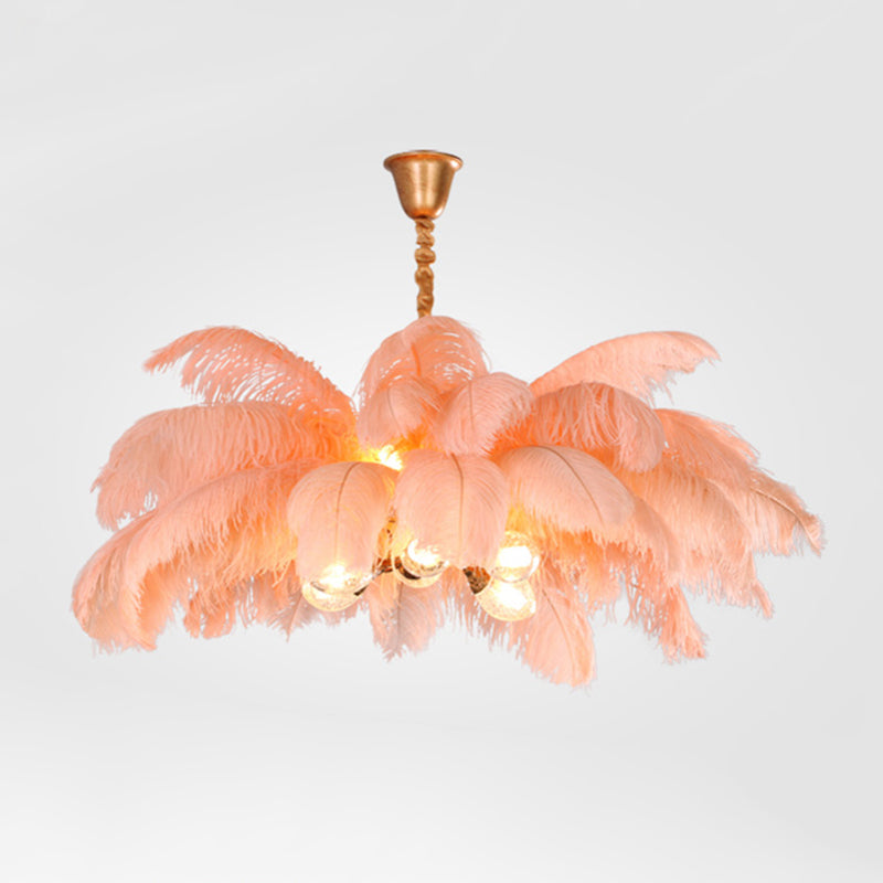 O'Moore nordisk pendellampa, exklusiv design i mässing och fjädrar