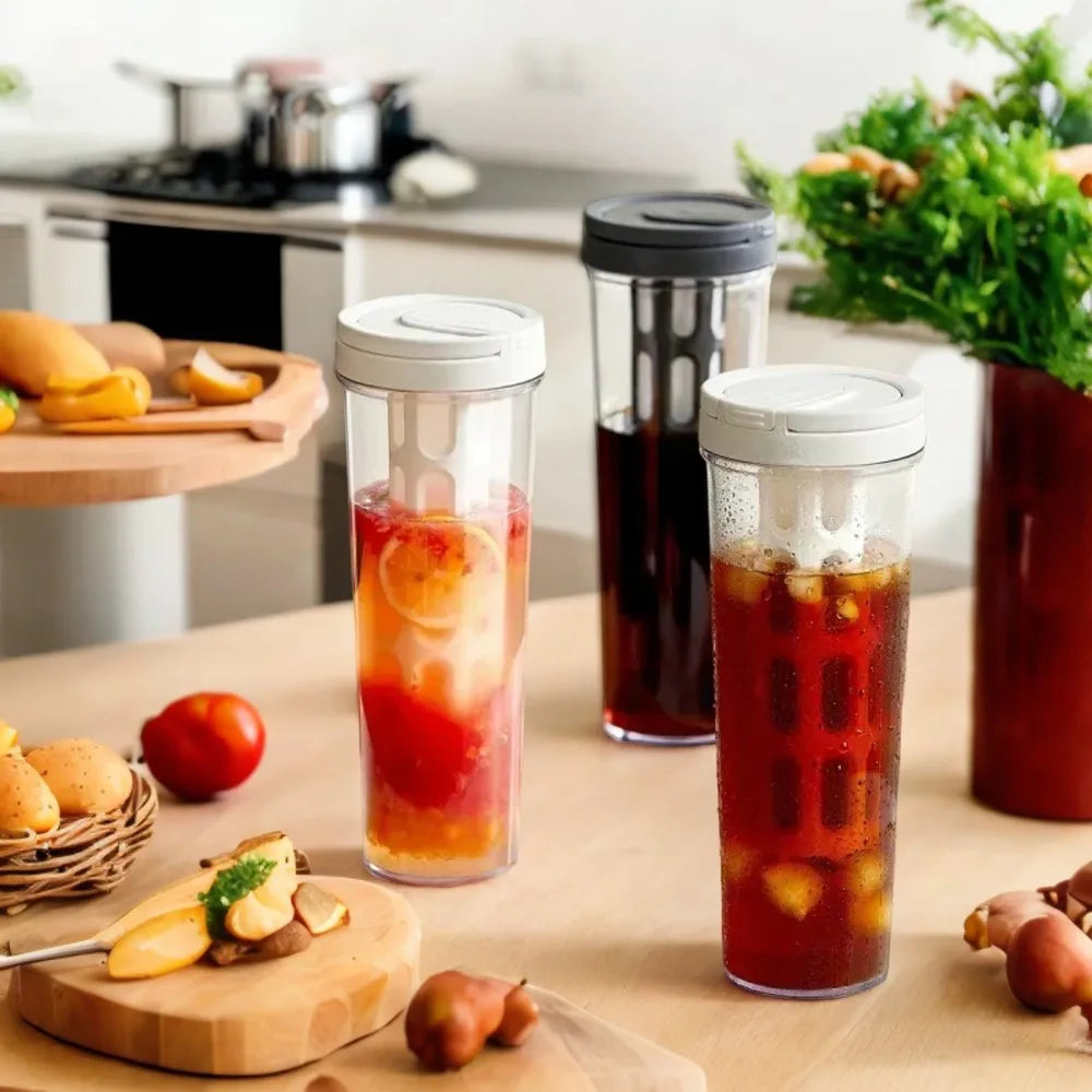Portable 1L Manual Cold Brew Maker with Filter – Ideal for Fresh Fruit Tea, Moka Pot, and Coffee