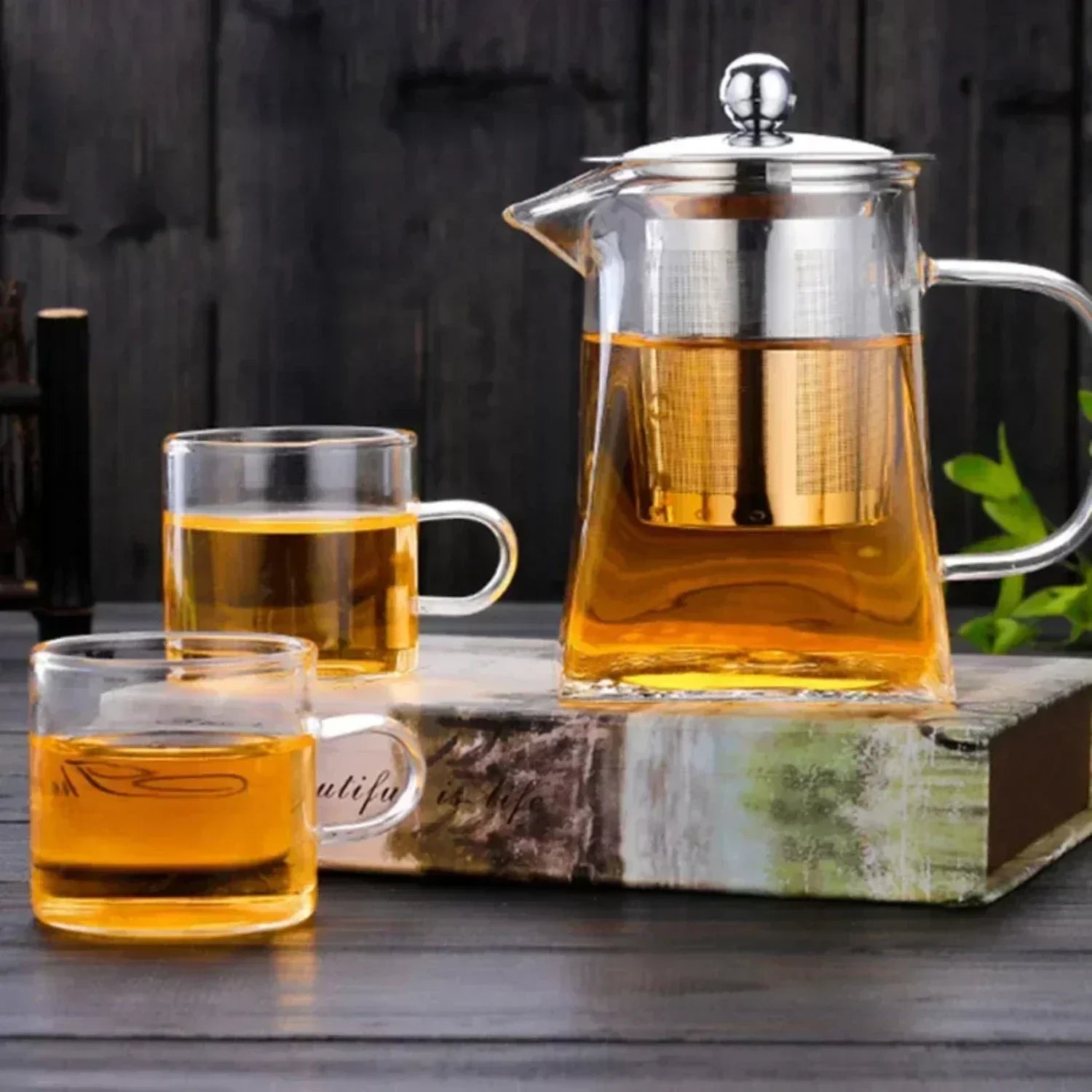 Elegante Glasteekanne und Wasserkocher mit Teesieb – Perfektes Tee-Set zum Aufbrühen für Küche, Esszimmer und Zuhause