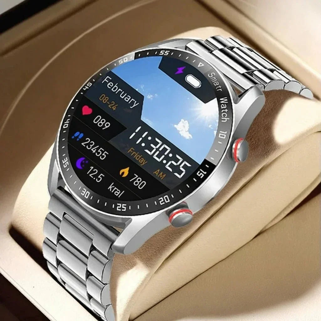 Prémiové pánské chytré hodinky PulseVista s funkcemi EKG, PPG a volání
