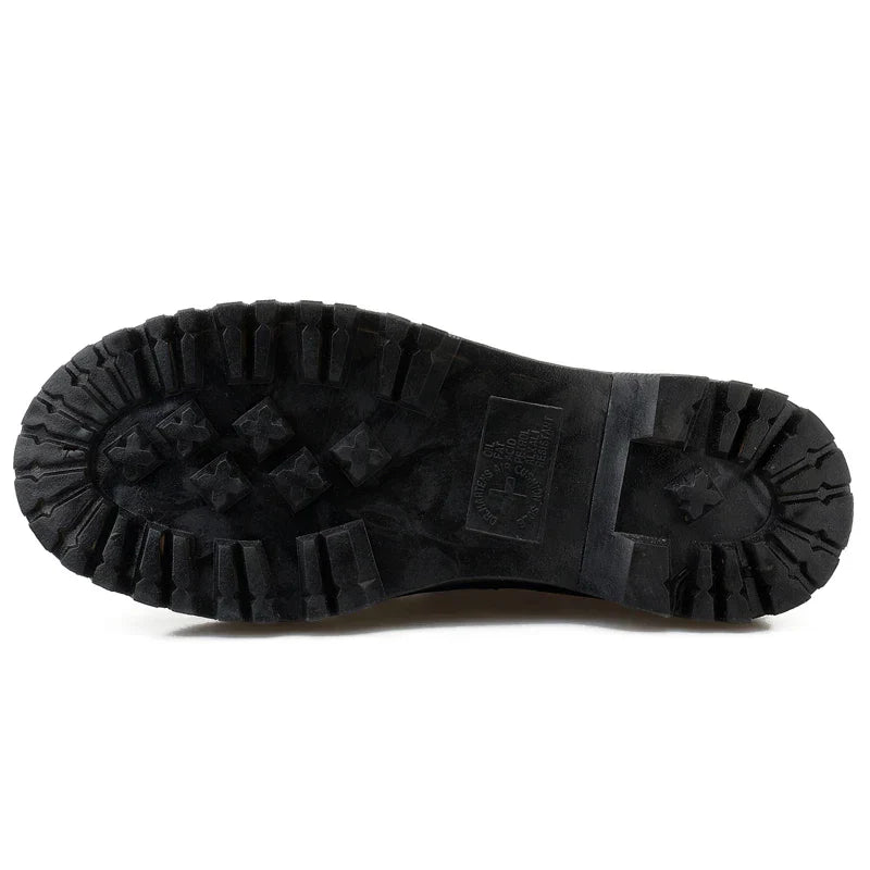 Botas de plataforma de cuero genuino para mujer – Zapatos de motocicleta con cremallera frontal y suelas ópticas