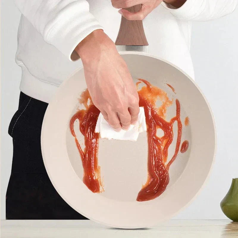 Padella antiaderente profonda TerraStone con rivestimento in pietra minerale per la cucina domestica, compatibile con piani cottura a gas e a induzione