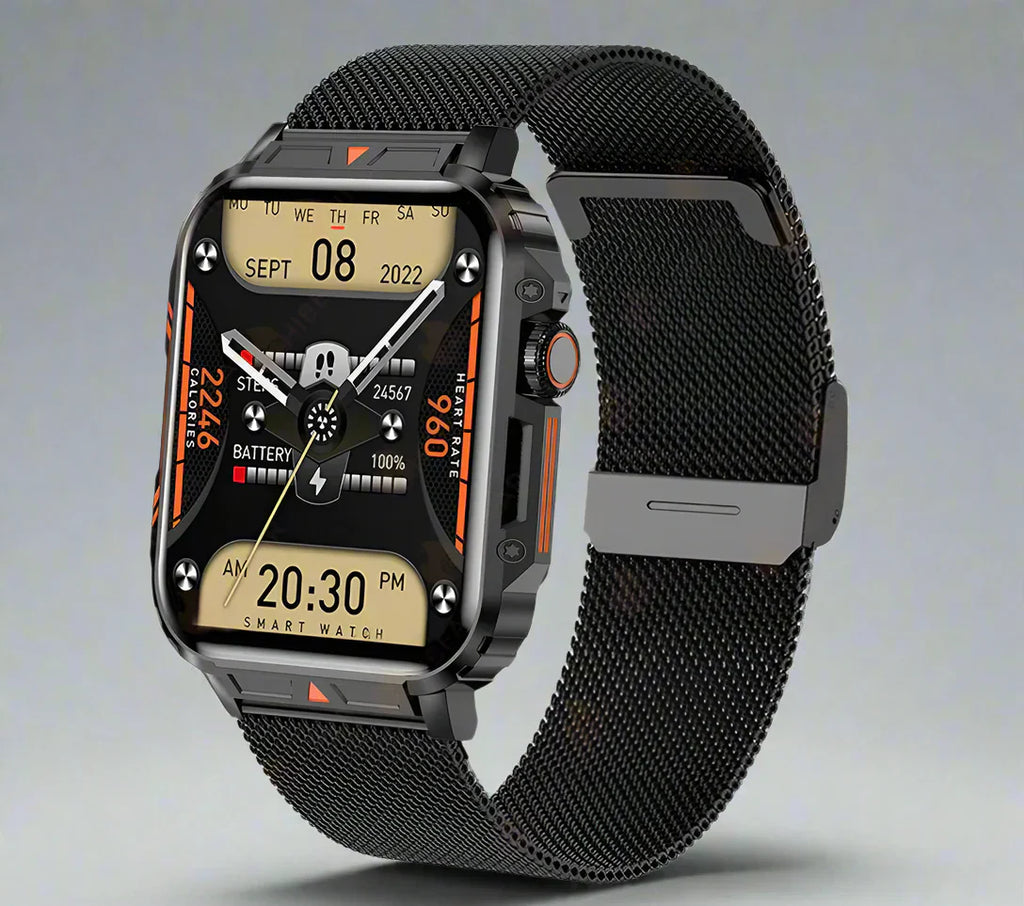 阿波罗 2024 军用智能手表 – 蓝牙通话，健身追踪器及 IP68 防水