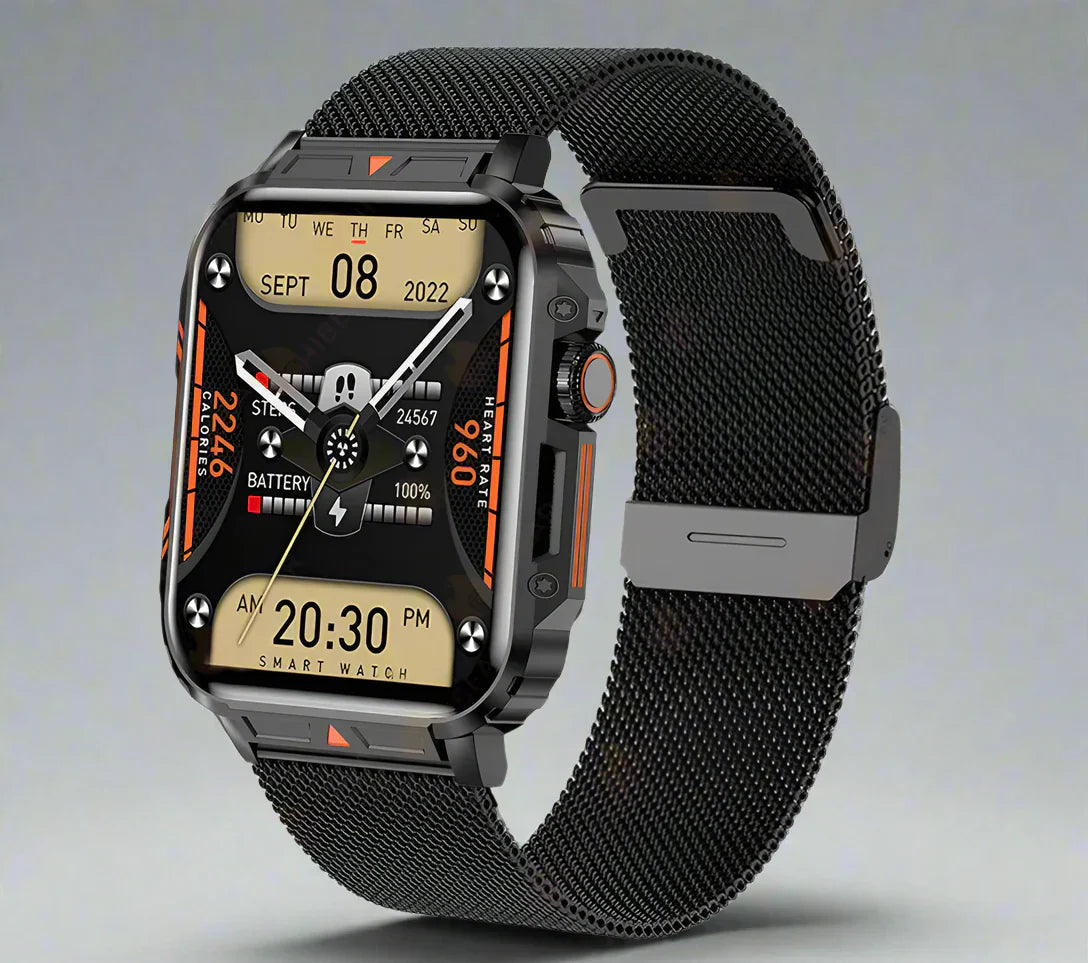 阿波罗 2024 军用智能手表 – 蓝牙通话，健身追踪器及 IP68 防水