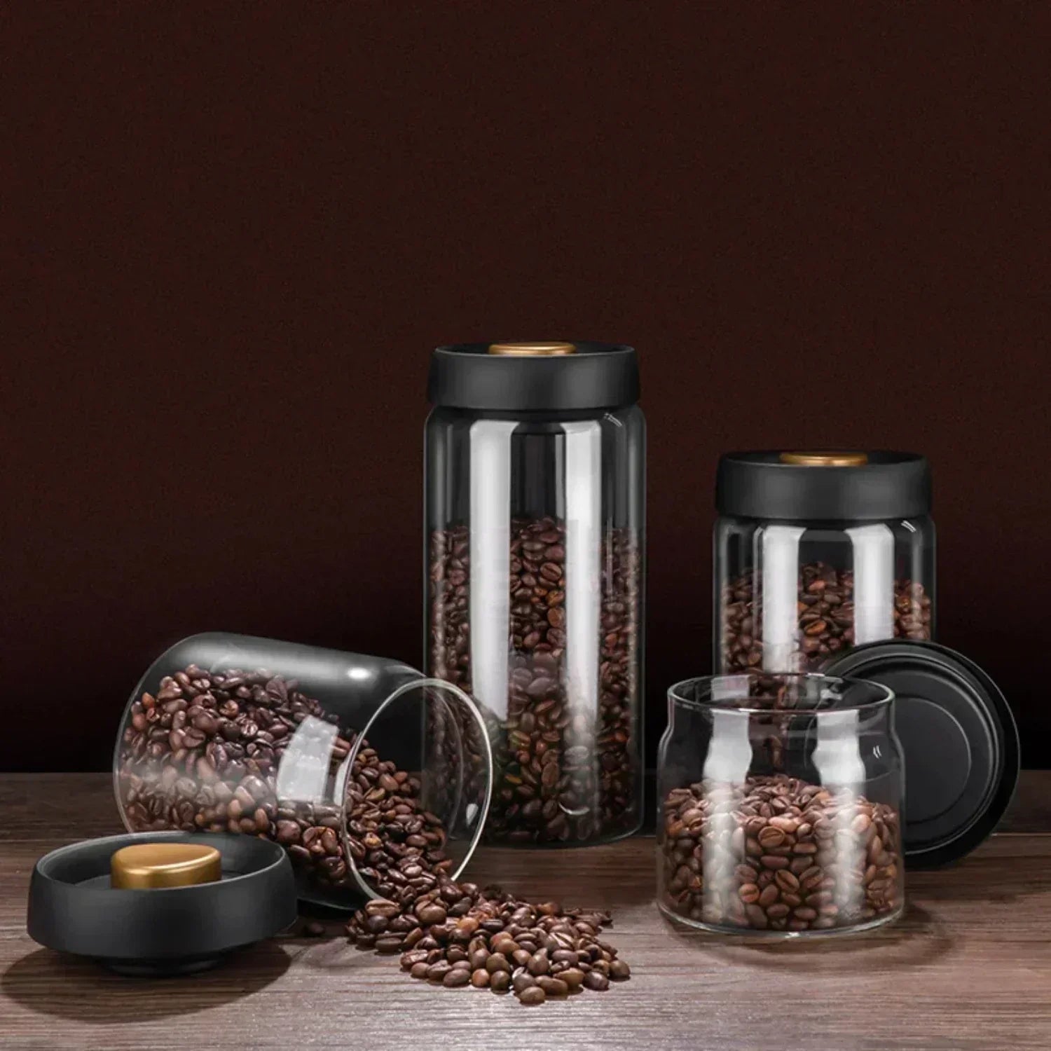 Frischhaltender Vakuumversiegelter Glasbehälter – Luftdichter Vorratsbehälter für Kaffeebohnen, Getreide und Süßigkeiten